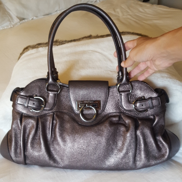 Salvatore Ferragamo metallic satchel handbag - Picture 1 of 8
